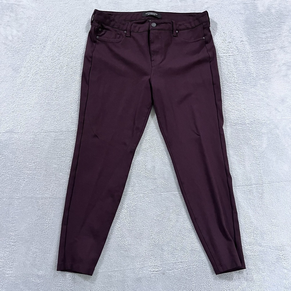 Liverpool Ponte Knit Skinny Pants Women's 14/32 Stretchy Purple Casual